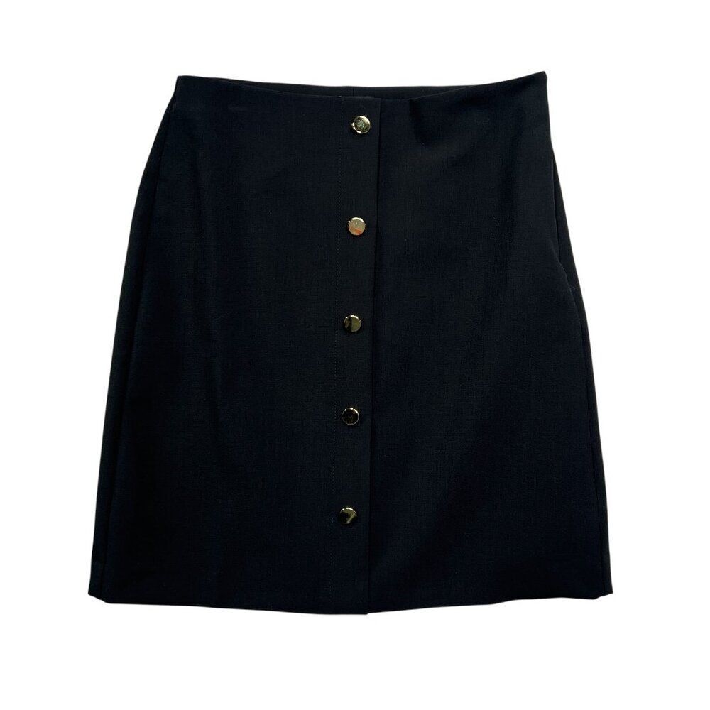 Ann Taylor Skirt Women's Size 4 Black A Line Button Front Skirt